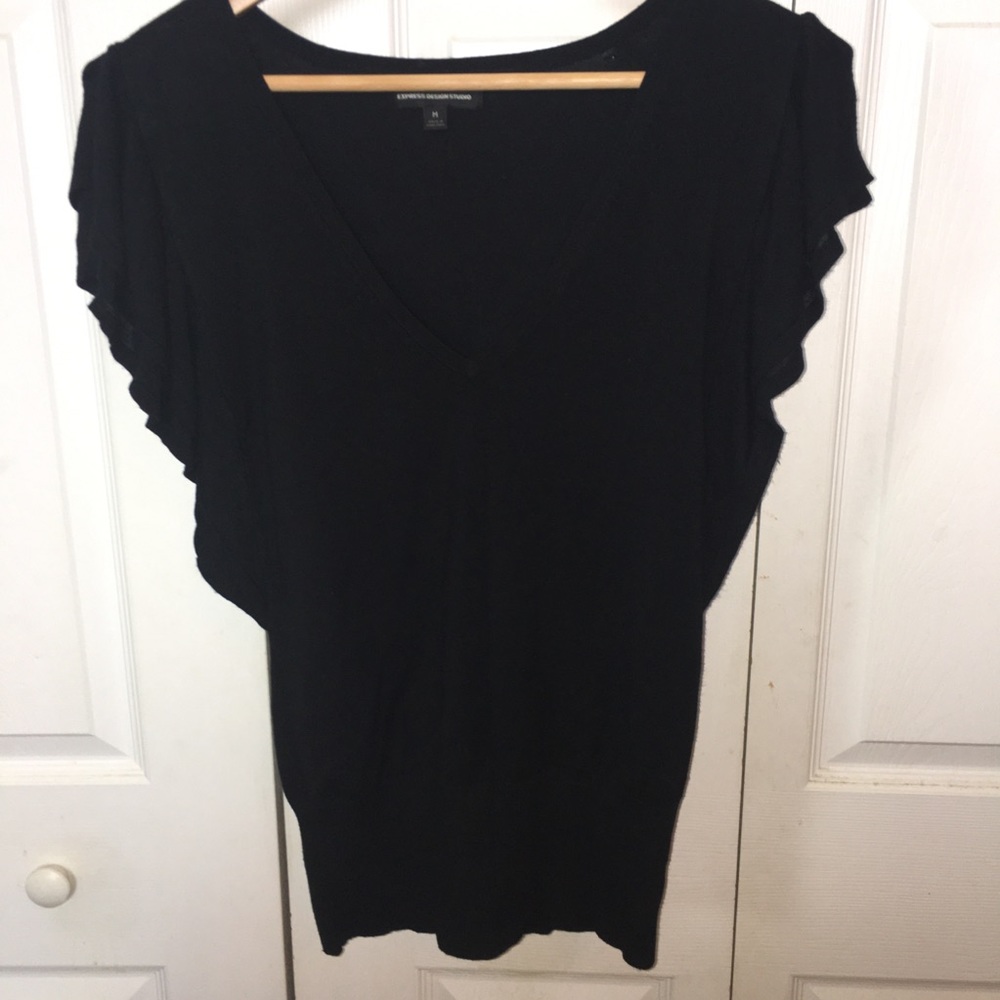 Vintage Express Design Studio Blk Flutter Sweater